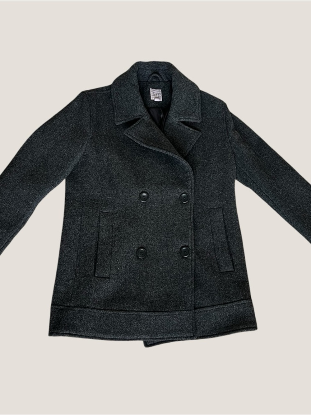GAP Men's Double-Breasted Peacoat in Dark Gray